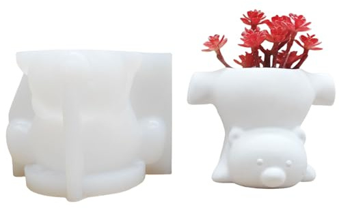 Moldes de silicona para jarrón de figuras de oso para cemento, manualidades, arreglos florales, decoración del hogar, forma de animal, flor de silicona