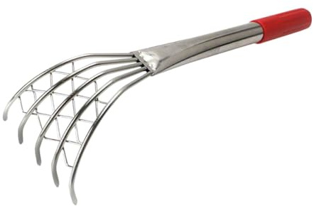 VICASKY Râteau à Coquilles avec Manche Antidérapant Acier Inoxydable Râteau de Plage Multi-Dents pour Creuser Palourdes et Fruits de Mer Outil Léger et Solide pour Bord de Mer