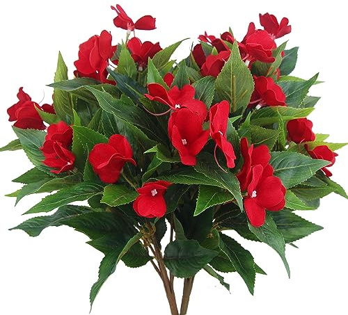 CEWUDA 2 flores de lirio artificiales, color rojo
