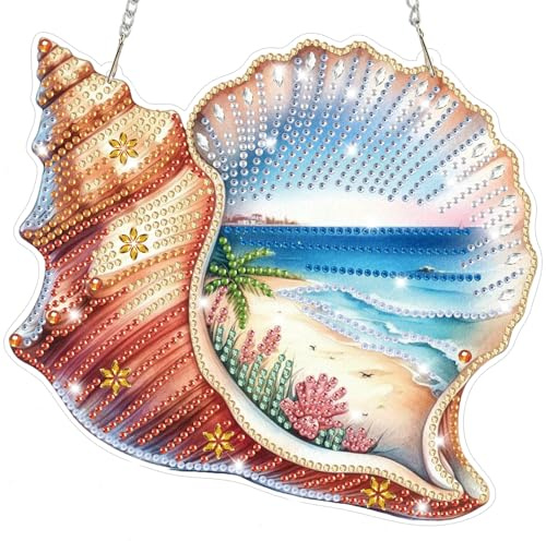 Lxmsja Diamond Painting Ciondolo 5D Diamond Painting Immagini per finestre per adulti e bambini, set creativo, ornamento per porta e finestra, decorazione da parete JS089