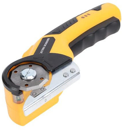 Dpofirs Ciseaux électriques sans Fil, Coupe Rotative Rechargeable, 2 Lames de Rechange, Lumière LED et Verrouillage de sécurité, Outil de Coupe de Tapis pour Tissus, Tapis, Cuir, Carton (Sans lame)