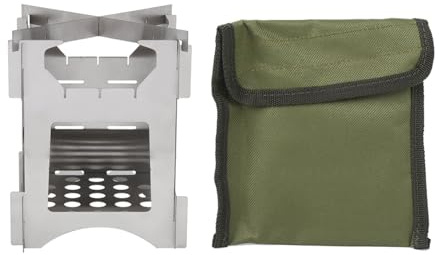 Adfaga Poêle à bois pliable portable en acier inoxydable, mini cuisinière pour camping en plein air, voyage, randonnée, pique-nique, durable, léger, design compact, facile à transp