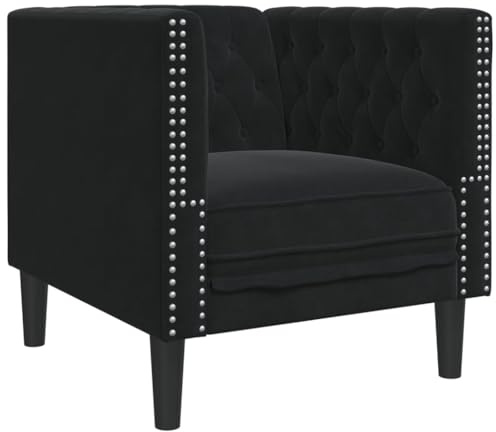 Tomostar Fauteuil Salon Chesterfield, Fauteuil Relax Salon Chaise de Chambre Noir Velours