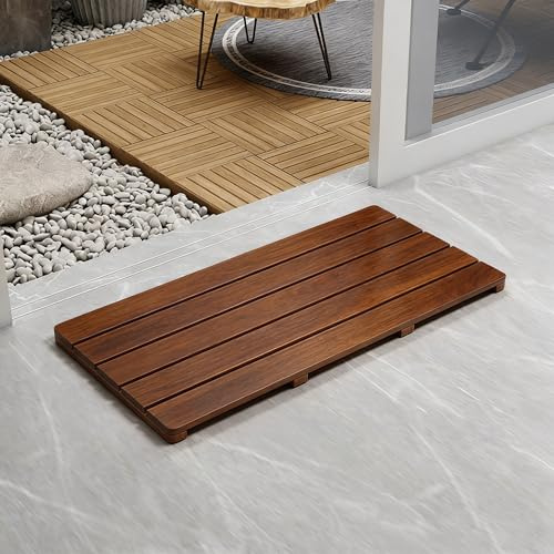 Trä duschfot 50 x 50 50 x 60 60 x 60 65 x 65 80 x 80, halkfri badkarsmatta för duschkar - anpassad storlek och form för äldre spa(walnut wood, 30 x 30 cm)