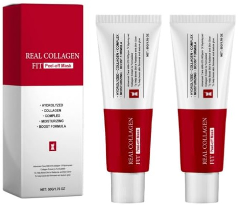 Real Collagen FIT Peel-Off Maske 50 g – Tiefenreinigende Peel-Off-Maske entfernt Mitesser, Pickel und abgestorbene Hautschüppchen und verfeinert die Poren für ein klares, glattes Hautbild.