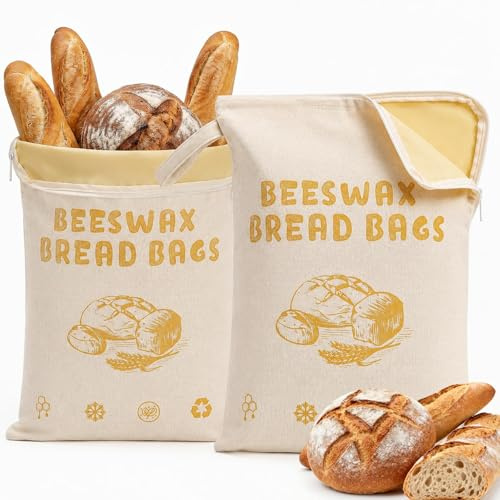 Beeswax Bread Bag, Reusable Bread Bag for Freezer & Refrigerator