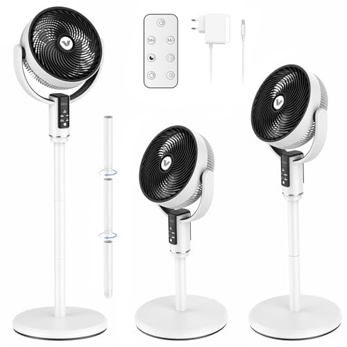 Qbiower 30dB Silent Cordless Standing Fan for Bedroom, 110cm Rechargeable Pedestal Fan, 80° Oscillating, 90° Manual Vertical Cooling Fan, 10 Speeds, Aromatherapy, Remote, Night Light, 10H Timer