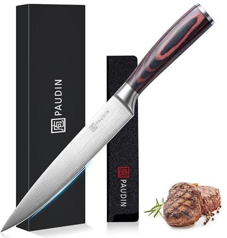 PAUDIN Carving Knife, Kitchen Knife 8 Inch, German High Carbon Stainless Steel with Wooden Handle, for Home Restaurant & Outdoor Use, Come with Gift Box