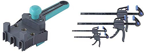 Wolfcraft 4640000 - Maestro guía de ensamblaje de plástico - Ø 6, 8, 10 mm & CON:P B25665 Set sargentos 4 Piezas