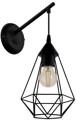 EGLO Wandlampe Tarbes, 1 flammige Vintage Wandleuchte im Retro Look | Material: Stahl, Farbe: Schwarz, Fassung: E27