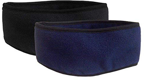 N'Ice Caps Kids Fleece Headbands 2-Pack Winter | Stretchy | Full Ear Coverage Boys Girls (Black/Navy Pack, One Size Fits 4-16 Years)