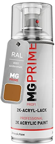 RAL 8001 Marrone ocra/Ochre brown satinato Bomboletta a spruzzo con acrilico 2K 400 ml ad asciugatura rapida