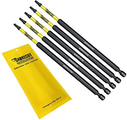 SabreCut 5pcs SCTX15152_5 152mm T15 TX15 Inserti impatto Robusto | Punte forgiate e acciaio torsionale trattato migliorano resistenza agli urti, durata e riducono rotture