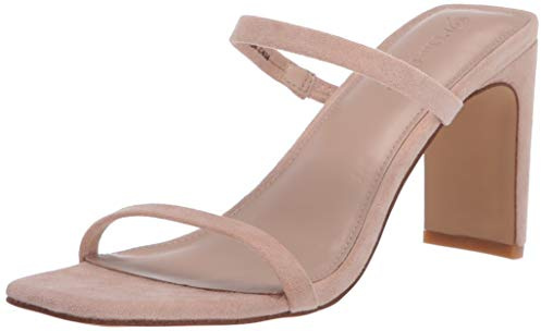 The Drop Avery-Sandali con Tacco Alto a Due Cinturini Heeled-Sandals da Donna, Naturale, 39 EU