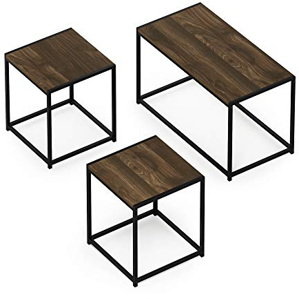 Furinno Camnus Set da tavolo da soggiorno moderno con un tavolino da caffè e due tavolini, noce Columbia