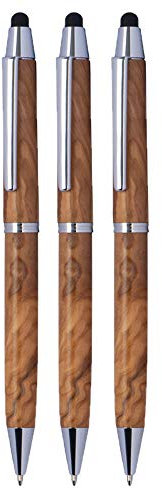 noTrash2003 Holz-Kugelschreiber aus Olivenholz mit Touchfunktion, blauschreibende Mine, versch. Set-Größen (3er Set)