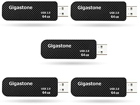 GIGASTONE 64GB Flash-Laufwerk (5 Stück) V30 USB 2.0, Hohe Geschwindigkeit, Schlüsselring-Öse, Push-Pull, Datenspeicherung, Backup für PC/Mac/TV/Auto