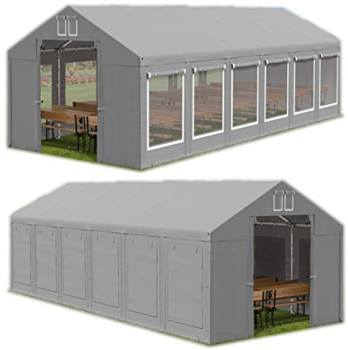 Das Company Partyzelt 6x12m Lagerzelt Universalzelt Moskitonetz wasserdicht grau Zelt 560g/m² PVC Plane Hochwertigeszelt Gartenzelt Summer ISDM - Faltpavillon, Gartenpavillon, Pavillon - Gartenhaus