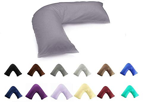 Haani V Shaped Pillow With Complimentry Free Pollycotton Removable Cover (GREY)