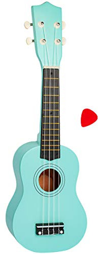 alles-meine.de GmbH Kinder - Gitarre/Ukulele - aus Holz - Motiv & Farbwahl - türkis blau - hochwertige Konzertgitarre - 55 cm - Klassik - akustische - Kindergitarre - mit Plekt..