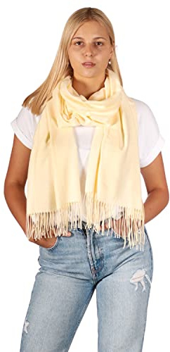 DOLCE ABBRACCIO by RiemTEX Damen Winter Schal kuschelig und warm Winterschal mit Fransen Schals Damenschal in Unifarben
