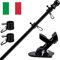 Kit Asta Bandiera di alluminio Bianco 180 cm con Staffa Asta Bandiera in Acciaio Inossidabile, Set Pennone per Bandiera con Anello Rotanti per Montaggio a Parete Regolabile/Include Bandiera Italiana