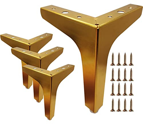 Mimhooy 17cm Gold Furniture Legs Set of 4 for Sofa Cabinet Dresser