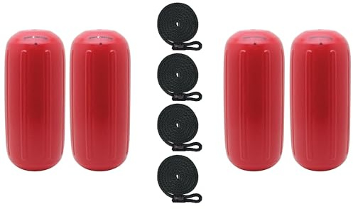 Extreme Max 3006.7462.4 BoatTector HTM Inflatable Fender Value 4-Pack - 6.5 x 15, Bright Red