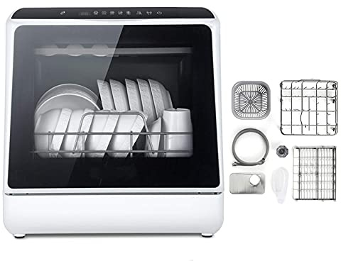 KitchenMini Lavavajillas Lavavajillas compacto de sobremesa con 6 lugares, toque el botón 360 grados y rocíe 75 ° Esterilización a alta temperatura con función de lavado de frutas y verduras
