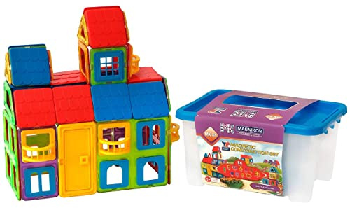 MAGNIKON Magnetbausteine Schloss, Magnetische Bausteine, Bauklötze | Magnetsteine, Bausteine, Magnete für Kinder, Baukasten, Konstruktionsspielzeug, Magnet Spiel, Motorikspielzeug, Magnetspiel
