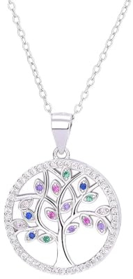 Argent Sterling 925 Collier Arbre de Vie Pendentif avec Chaîne, Boite Incluse - Cadeau pour Saint-Valentin et Noël