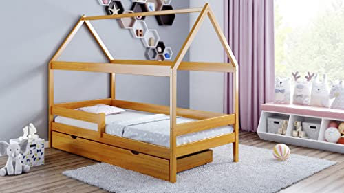 Générique Jules Hüttenbett aus Kiefernholz, 200 x 90 cm, mit 1 großer Schublade, Farbe Erle