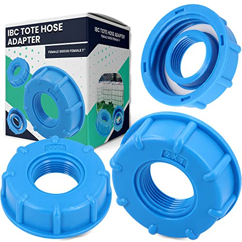 IBC - Connettore per serbatoio, diametro 1 pollice, filettatura interna S60 x 6 IG filettatura grossa blu, in plastica, accessorio per serbatoio dell'acqua piovana