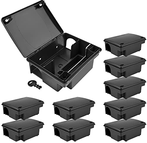 Petigi Rattenköderbox, Köderbox für Ratten und Mäuse, Köderstation zur Nagetierbekämpfung und Rattenabwehr, Kinder- und Haustiersicher, Modell 01 Ratte/Maus (Kompakt), Anzahl: 10