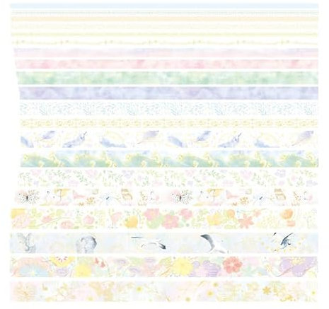 KEOJI 20 Rolls Vintage Washi Tape Set Wide Floral Stamp Letter Old Newspaper Decorative ing Tape DIY Stationery School Supplies-S,Watercolor