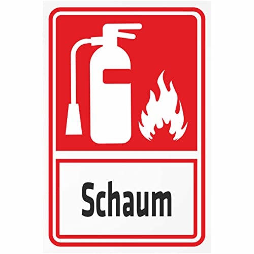 INDIGOS UG - Alu - Dibond Schilder 3mm - Sicherheit - Feuerlöscher Schaum - Kombi - 400x300 mm - Hotel, Firma, Schutz, KITA, Arzt, Praxis, Wohnung