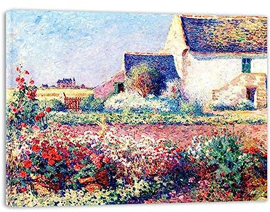 NOLEGA Ferdinand du Puigaudeau Bild auf Holzrahmen Gespannt,Berühmte Gemälde Poster,Töpfe mit Geranien,Druck auf Leinwand,Reproduktion auf Leinwand,Wohnzimmer Wandkunst Bilder 80x105cm