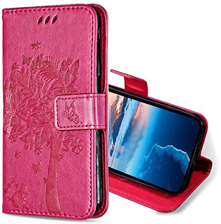 KANVOOS Handyhülle für Huawei P10 Lite Hülle, PU Leder Schutzhülle mit Kartenfach, Flip Case Klappbar Stoßfeste Hülle für Huawei P10 Lite (Rosa)
