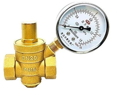 Druckminderer Wasser 1/2 3/4 1 2 Messing Wasserdruckminderer-Halteventil DN15/DN20/DN25/DN32 Regler Einstellbares Überdruckventil Manometer (Color : Valve without Gauge, Size : 3/4)