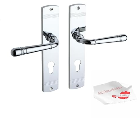 Beschläge Hamburg Türbeschlag EMILY ART 70-09Z MPC PZ – Türklinke in Chrom poliert, 88 mm Profilzylinder, Drückergarnitur für Innentüren – NUR für ÖNORM/ÖSTERREICH