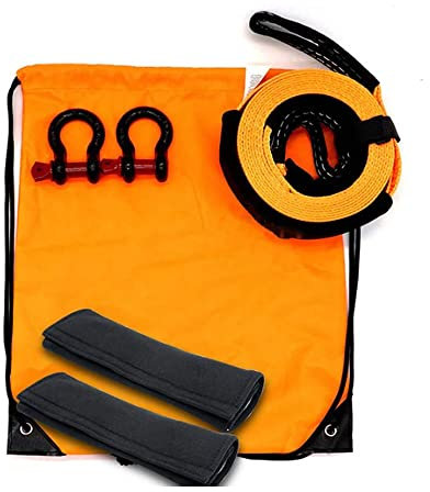 BomDog Abschleppseil, Autoanhänger Mit Nylon-Autoanhängerseil, Starkes Off-Road-Zugauto, Elastische Traktion, Robustes Traktionsseil, Auto-Pannen-Traktionsgürtel
