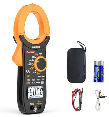 Aicevoos Stromzange Strommesszange Zangenamperemeter ac dc Strom 1000A True-RMS Auto-Ranging, misst Strom Spannung Temperatur Kapazität Widerstand Dioden (AC/DC Strom)