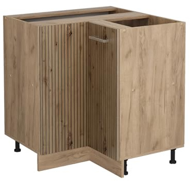 Vicco Eckunterschrank R-Line, Artisan-Eiche, 75.6 cm | Verbindet zwei Küchenseiten · Ohne Arbeitsplatte · Höhenverstellbare Füße · 1 Einlegeboden · 1 Tür