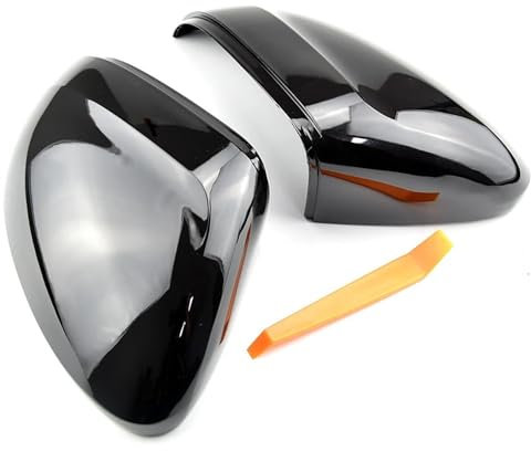 Rückspiegel Shell Gehäuse Für VW Für Passat B8 CC Für Arteon R Für Line Für Helle Schwarze Rückspiegelabdeckung Schutzkappe Auto-Styling Autospiegelabdeckung Spiegelkappen Austausch(Bright Black)