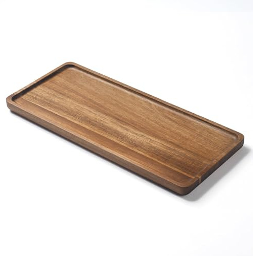Bathroom Vanity Tray, Bathroom Tray for Counter, Toilet Tank Tray, Wood Bathroom Tray for Organizing and Home Decor (13.8 x 6 x 0.8 inch)