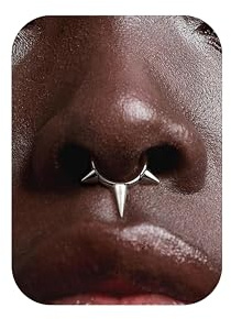 BodyBonita Spike 16G Silver Septum Rings - 316L Stainless Steel Nose Rings Hoops for Women Men Helix Piercing Jewellery Tragus Daith Conch Cartilage Hoop Earring 8 mm Style One