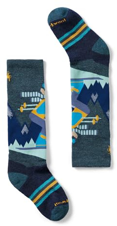Smartwool Unisex Wintersport Full Mountain Moose Pattern OTC Socks (Toddler/Little Kid/Big Kid) Twilight Blue Medium