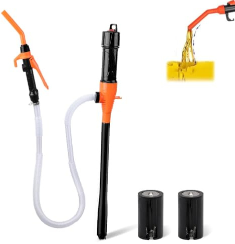 Tragbare elektrische Ölpumpe, Elektrische Transferpumpe, Benzinpumpe für Kanister Mit Düse, Batteriebetriebene Flüssigkeitstransferpumpe, Multifunktions-Pumpe für Kraftstoff, Öl, Wasser (Orange)