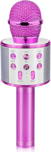 Micro Enfant Sans Fil Bluetooth - 5 Effets Vocaux, Lumières LED Syncronisées - Pour Filles/Garçons 3-15 Ans - Meilleur Jouet Créatif pour Karaoké Familial - Cadeau Anniversaire/Noël