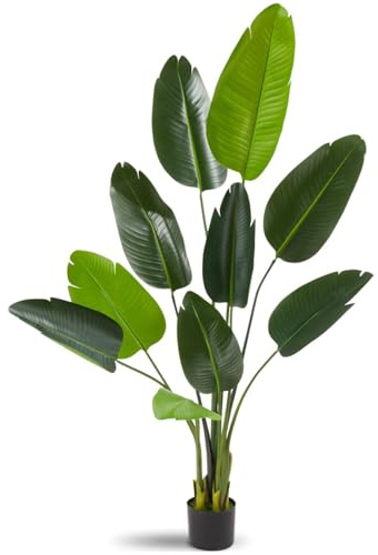 tectake® Paradiesvogelbaum, künstliche Zimmerpflanzen, Kunstblumen wie echt, künstliche Pflanzen, Deko Wohnzimmer, Küche, Badezimmer Deko, Schlafzimmer Deko, Frühlingsdeko, Fake Plant - 160 cm